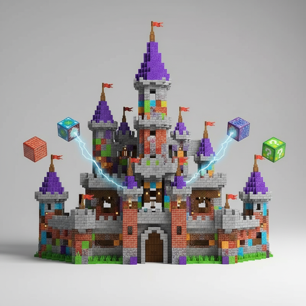 Cuburi magnetice stil Minecraft