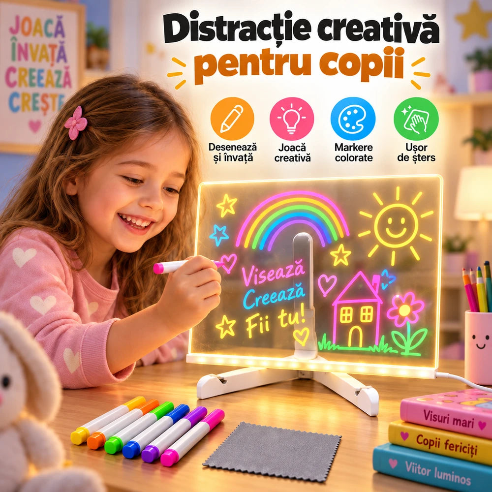 Tableta LED + 7 Markere colorate + laveta