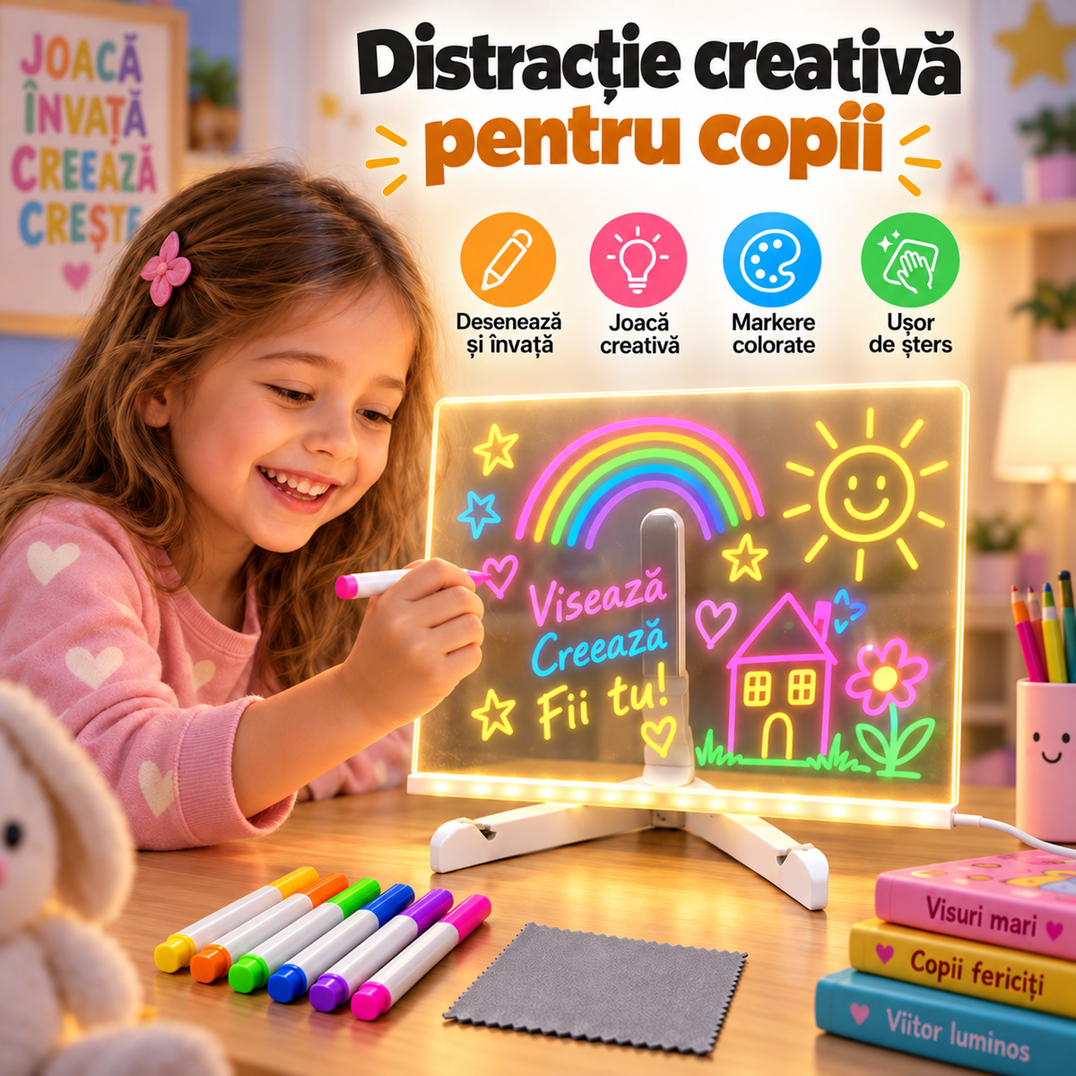 Tableta LED + 7 Markere colorate + laveta