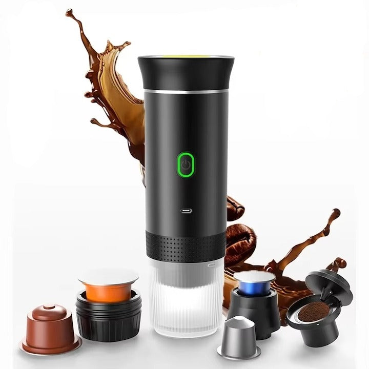 Espressor Portabil, Electric fara fir, Aparat de cafea portabil, 3 in 1, Capsule Nespresso,Dolce Gusto si cafea macinata